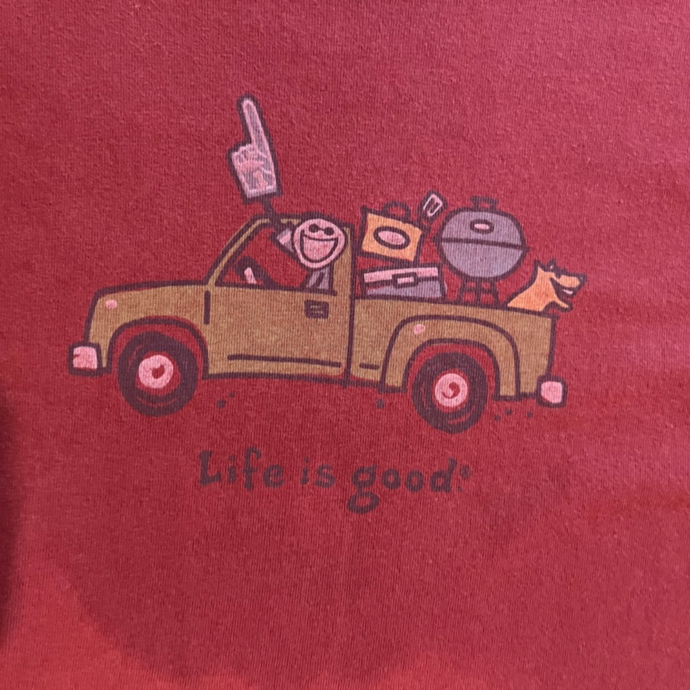 Life is Good Deep Red Men’s Short Sleeve Shirt